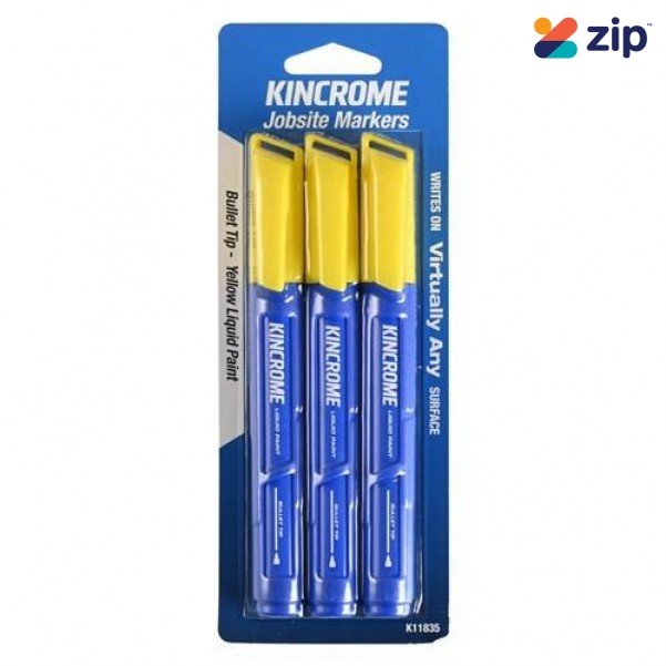 Kincrome K11835 - 3 Piece Yellow Paint Marker Bullet Tip  Markers & Pens